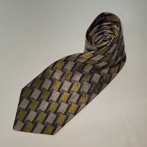 Chiarini Men Silk Linen Geometric Pattern Luxury Necktie Made in Canada Textured